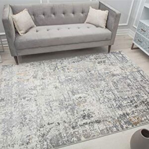 Rugs America Austin AD90A Iron White Abstract Transitional Area Rug 5'3" x 7'0"