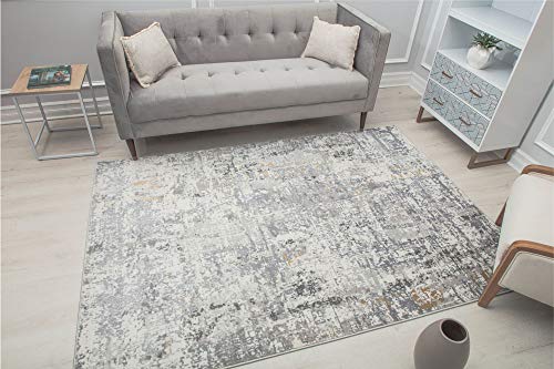 Rugs America Austin AD90A Iron White Abstract Transitional Area Rug 5'3" x 7'0"