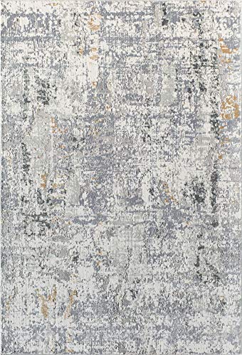 Rugs America Austin AD90A Iron White Abstract Transitional Area Rug 5'3" x 7'0"