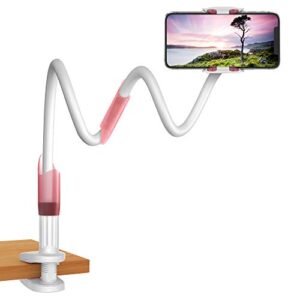purely gooseneck phone holder | flexible arm cell phone stand for desk, night stand, headboard - clamp mount clip bracket, 360-degree rotation, aluminium alloy - 33-inch (1-pack, rose)