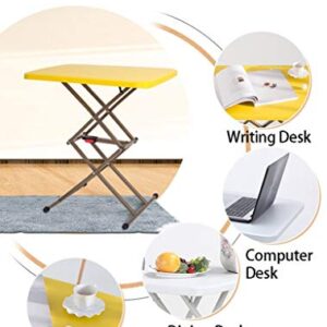 TOE Multifunctional Folding Desk Free Installation Portable Computer Laptop Desk Study Writing Desk Adjustable for Home Office (Color : Yellow)