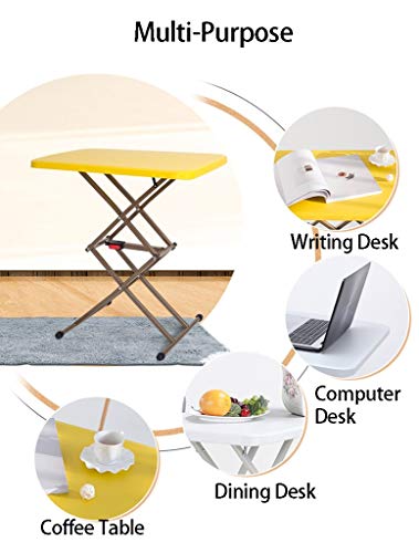 TOE Multifunctional Folding Desk Free Installation Portable Computer Laptop Desk Study Writing Desk Adjustable for Home Office (Color : Yellow)