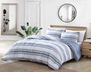 nautica - king size comforter set, cotton bedding for all seasons, includes matching shams (bay shore navy, king)