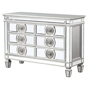 acme furniture varian server, mirrored & antique platinum