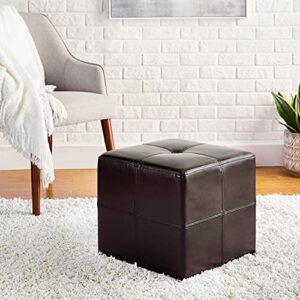 FIRST HILL FHW Best Faux Leather Small Ottoman Espresso Dark Brown