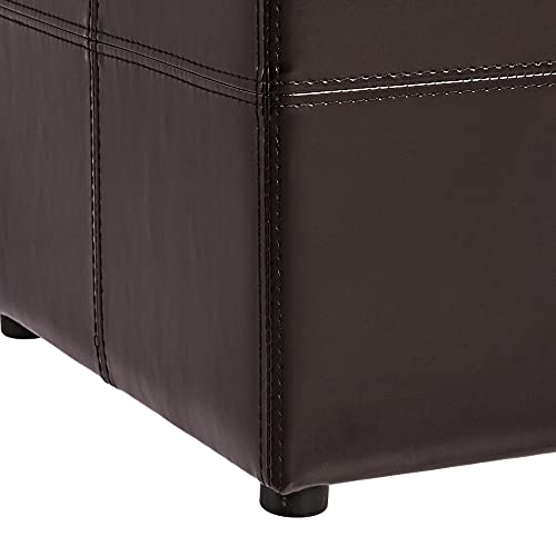 FIRST HILL FHW Best Faux Leather Small Ottoman Espresso Dark Brown