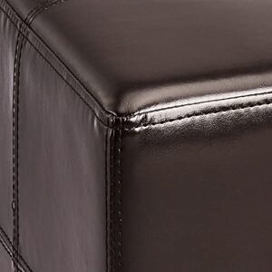 FIRST HILL FHW Best Faux Leather Small Ottoman Espresso Dark Brown