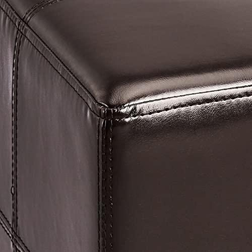 FIRST HILL FHW Best Faux Leather Small Ottoman Espresso Dark Brown