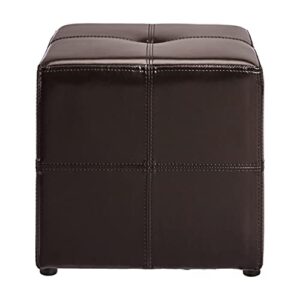 FIRST HILL FHW Best Faux Leather Small Ottoman Espresso Dark Brown