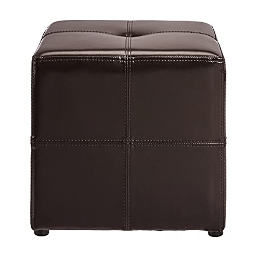 FIRST HILL FHW Best Faux Leather Small Ottoman Espresso Dark Brown