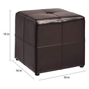 FIRST HILL FHW Best Faux Leather Small Ottoman Espresso Dark Brown