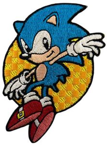 leaping sonic - classic sonic the hedgehog iron on patch