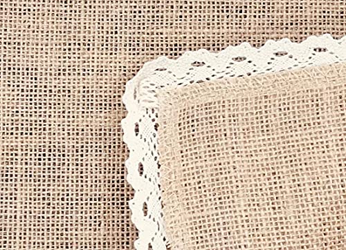 FiveRen Placemats Burlap and Beige Lace Jute Rustic Farmhouse Table Mats Table Decor & One of Life's Little Home Luxuries for Special Occasions, Parties, Weddings, BBQ's, Holidays (Set of 6)