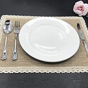 FiveRen Placemats Burlap and Beige Lace Jute Rustic Farmhouse Table Mats Table Decor & One of Life's Little Home Luxuries for Special Occasions, Parties, Weddings, BBQ's, Holidays (Set of 6)