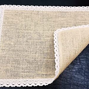 FiveRen Placemats Burlap and Beige Lace Jute Rustic Farmhouse Table Mats Table Decor & One of Life's Little Home Luxuries for Special Occasions, Parties, Weddings, BBQ's, Holidays (Set of 6)