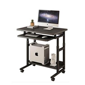 multifunctional desk movable computer laptop desk study writing desk adjustable with keyboard tray for home office (color : black)