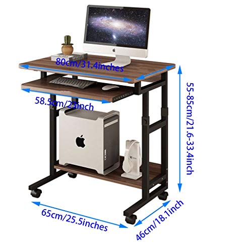 Multifunctional Desk Movable Computer Laptop Desk Study Writing Desk Adjustable with Keyboard Tray for Home Office (Color : Black)