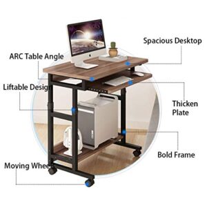 Multifunctional Desk Movable Computer Laptop Desk Study Writing Desk Adjustable with Keyboard Tray for Home Office (Color : Black)