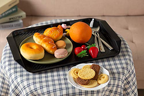 Aebeky Plastic Fast Food Tray,16.7 by 11.8-Inch,Set of 12 (Black)