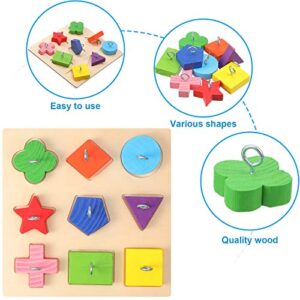 Frienda 4 Pieces Bird Training Toy Set Include Wooden Bird Block Puzzle Toy Parrot Training Basketball Colorful Stacking Rings Toy Birds Swing Perch for Parrots