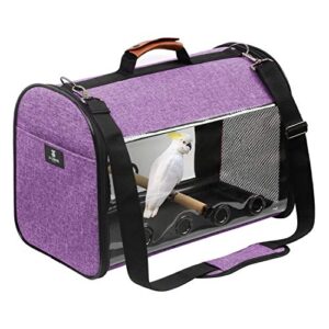 x-zone pet bird travel bag portable pet bird parrot carrier transparent breathable travel cage,lightweight bird carrier,bird travel cage (carrier-purple)