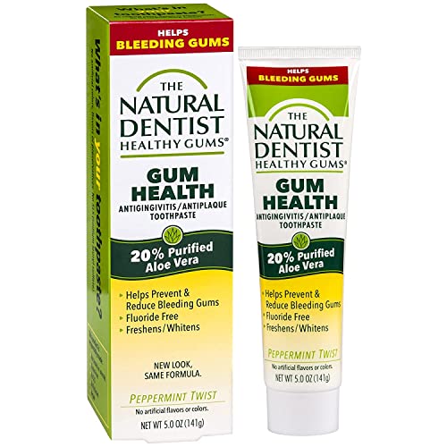 The Natural Dentist Healthy Gums Antigingivitis / Antiplaque SLS-Free Toothpaste with Aloe Vera, Peppermint Twist, 5 Ounce Tube