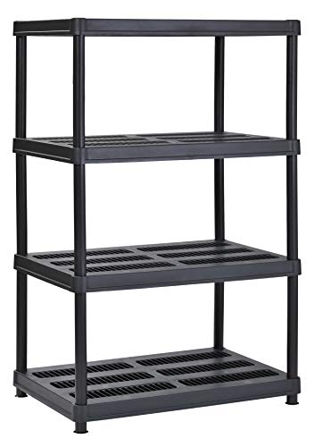 Juggernaut Storage 36" W x 24" D x 56" H 4-Shelf Resin Shelving, 600 lb Capacity Black