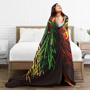 Soft Lightweight Fleece Throw Blanket Jamaica Reggae Rasta Lion Sunglass Bed Couch Blanket for Women Men Adults Kids Sofa Flannel Blanket for Travel Camping Beachh Home Living Room 60"x 80"