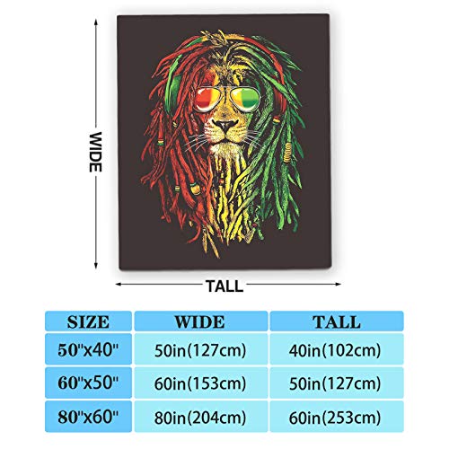 Soft Lightweight Fleece Throw Blanket Jamaica Reggae Rasta Lion Sunglass Bed Couch Blanket for Women Men Adults Kids Sofa Flannel Blanket for Travel Camping Beachh Home Living Room 60"x 80"