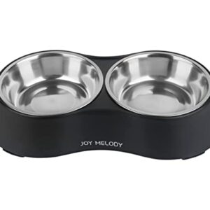 Joy Melody Cat Bowls with Stand for Food and Water, Anti-Slip Elevated Small Dog Dish, Anti-Flip Raised Pet Feeder, Dishwasher Safe with Microfiber Cloth