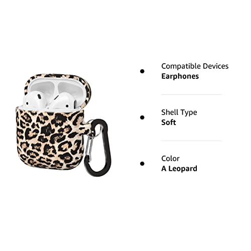 ALNBO Compatible with AirPods Case Soft Silicone Protective Case Cover Cute for AirPods 2 &1 for Women with Keychain Front LED Visible Leopard Cheetah