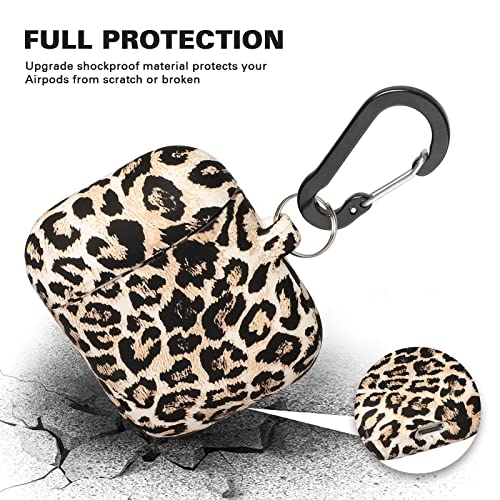 ALNBO Compatible with AirPods Case Soft Silicone Protective Case Cover Cute for AirPods 2 &1 for Women with Keychain Front LED Visible Leopard Cheetah