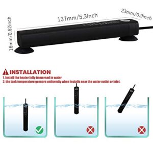 Submersible Aquarium Heater with Thermometer, LEDGLE Fish Tank Heater for 3 to 5 Gallon Betta Tank, Saltwater or Freshwater Aquariums, Turtle, Auto Intelligent LED Digital Display