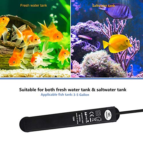 Submersible Aquarium Heater with Thermometer, LEDGLE Fish Tank Heater for 3 to 5 Gallon Betta Tank, Saltwater or Freshwater Aquariums, Turtle, Auto Intelligent LED Digital Display