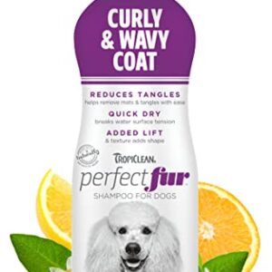 TropiClean Perfect Fur Detangling Dog Shampoo for Breeds with Curly & Wavy Fur, 16 Ounce