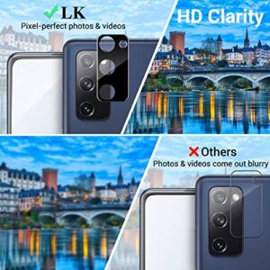 LK [3+3 Pack] 3 Pack Samsung Galaxy S20 FE 5G Screen Protector + 3 Pack Black Camera Lens Protector, 9H Tempered Glass for Galaxy S20 FE, Easy Installation, Bubble Free [Not Fit for Galaxy S20]