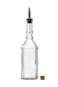 bulk paradise large clear decorative glass bottle with spout and cork, 32oz, 1 bottle - design: vino (3in x 11.9in)