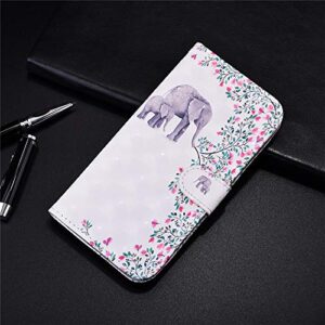 EMAXELER Xiaomi Redmi Note 9 Case 3D Print Full Stylish PU Leather Shockproof Flip Wallet Bookstyle Magnetic Case with Kickstand Credit Cards Slot for Xiaomi Redmi Note 9 CT 3D: Flower Elephant