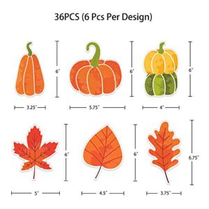 Hohomark 36 PCS Thanksgiving Cutouts Classroom Decorations,Fall Pumpkin Maple Leaves Cut-Outs Decorations for Bulletin Board Classroom School Autumn Theme Party