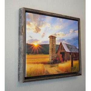 BARNWOODUSA | Rustic Barnwood Canvas Frame | for Oil Paintings & Wall Art | Natural Weathered Gray | 16" x 20"