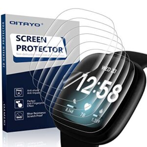 e'qitayo [6 pack] screen protector for fitbit versa 3/sense max coverage anti-scratch bubble-free versa 3/sense hd clear film