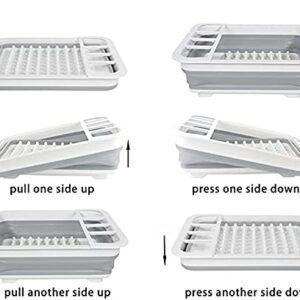 Dish drying rack Collapsible Dish Rack and Drainboard Set Foldable Portable Dish Drainer Dinnerware Organizer Rack Folding Tableware Storage Rack Cutlery Rack for Kitchen Counter RV Camper Accessories