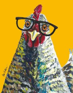 desperate enterprises chicken with glasses tin sign - nostalgic vintage metal wall décor - made in usa