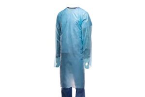 75-pack tronex fluid-impervious blue isolation gowns with impervious film & thumb hooks (unisize)