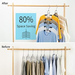 Nature Smile 2 Pack 5 in 1 Anti Slip Clothes Hangers,Space Saver Magic Metal Hangers,Multi Layers Wardrobe Clothes Rack,Heavy Duty Metal Blouse Hanger Closet Storage Organizer