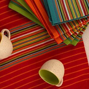 Neolino Kitchen Dish Towels, Salsa Stripe, 100% Natural Absorbent Cotton (Size 28 x 16 inches), Pack of 12-Multi Color