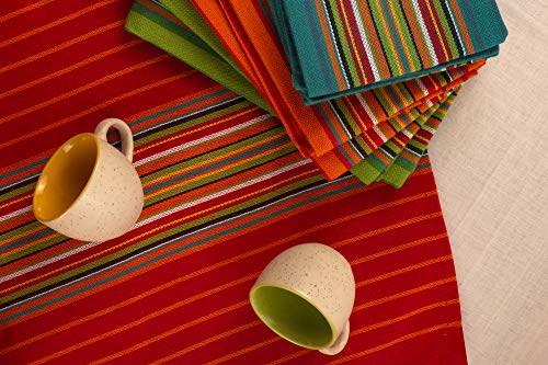 Neolino Kitchen Dish Towels, Salsa Stripe, 100% Natural Absorbent Cotton (Size 28 x 16 inches), Pack of 12-Multi Color