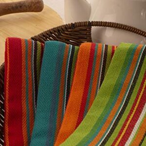 Neolino Kitchen Dish Towels, Salsa Stripe, 100% Natural Absorbent Cotton (Size 28 x 16 inches), Pack of 12-Multi Color