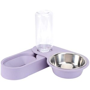 balacoo dog water food bowl set automatic pet food water dispenser rotating corner folding dog bowl for cat puppy small dogs (purple) rabbit food bowl