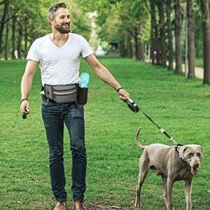 MalsiPree Dog Treat Pouch for Training – Built in Poop Bag Dispenser with Hidden Water Bottle Holder, Hands Free Waist Belt Fanny Pack Great for Puppy Class, Travel, Running, Walking, Hiking